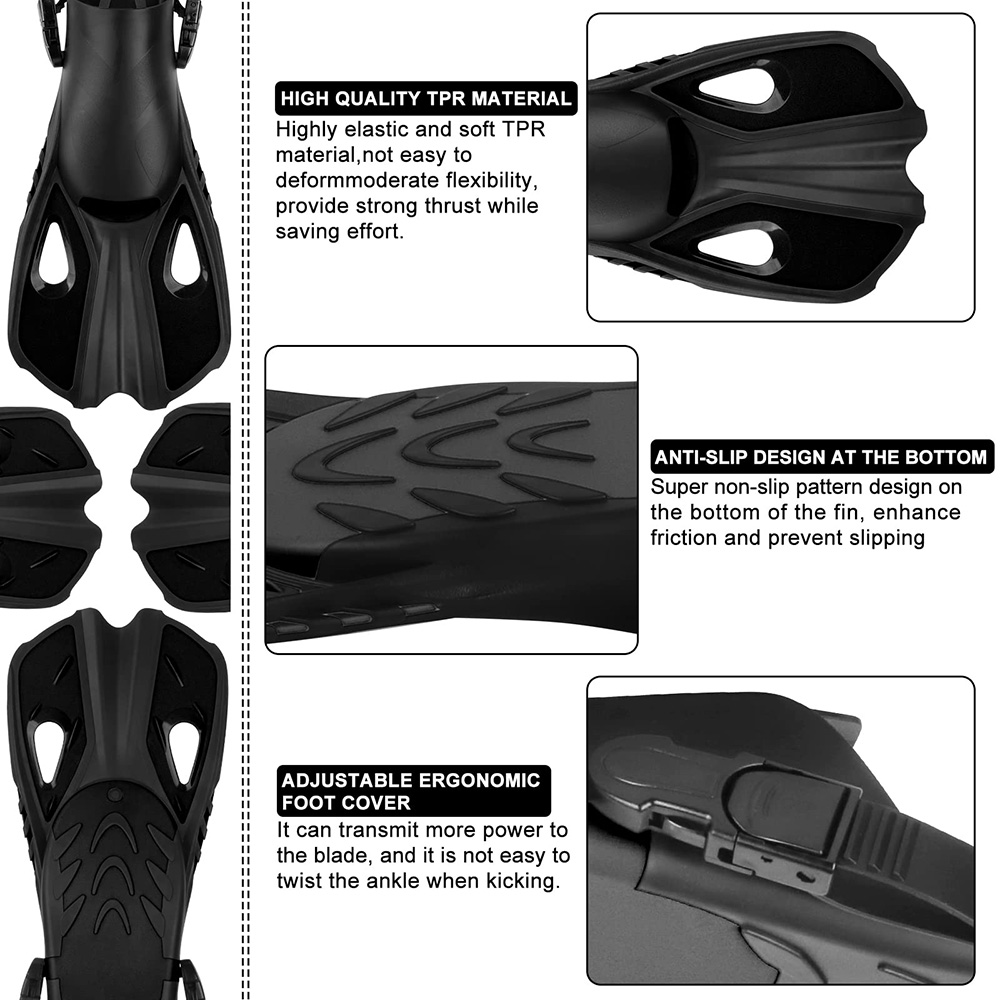 Snorkel Fins - Short Adjustabl - Flippers Swimming ulasan dan harga